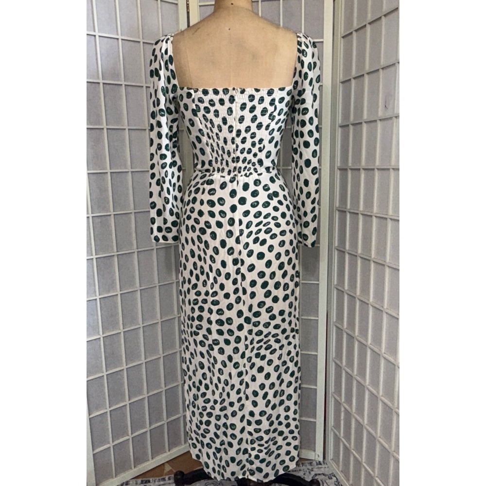 Reformation Hilda Long Sleeve Festival Fairy Cottagecore Green Polka Dot Dress 4 - Picture 8 of 16